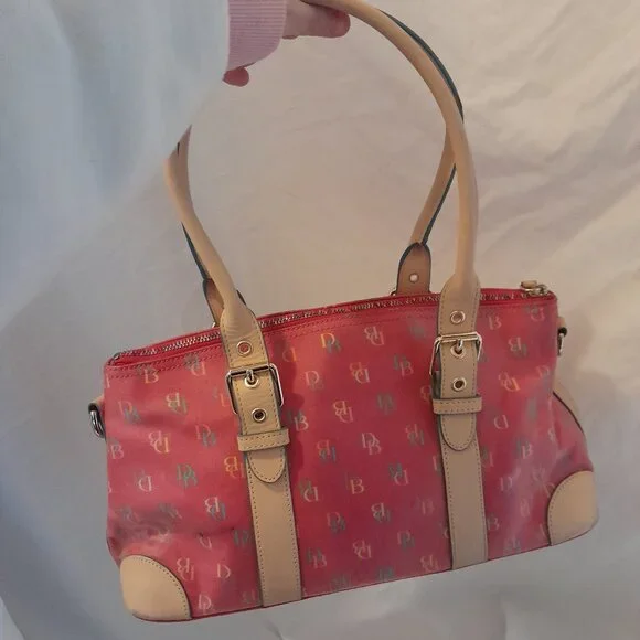 Vintage Y2K 2003 Dooney & Bourke Pink Monogram Domed Satchel Barbiecore - Picture 13 of 16